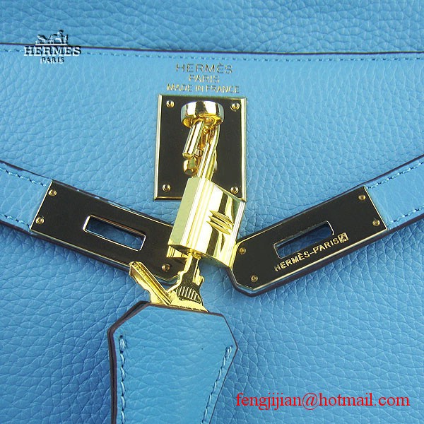 Hermes Kelly 32cm Togo Leather Bag Light Blue 6108 Gold Hardware